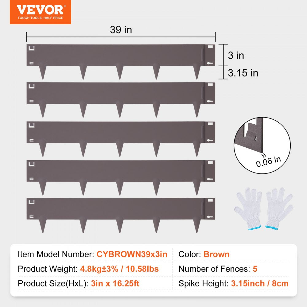 CYBROWN39*3in - Durable 39" Steel Landscape Edging for Garden Borders