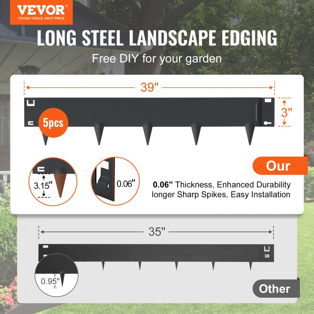 CYBLACK39*3in - VEVOR 39" Flexible Steel Garden Edging for Easy Installation
