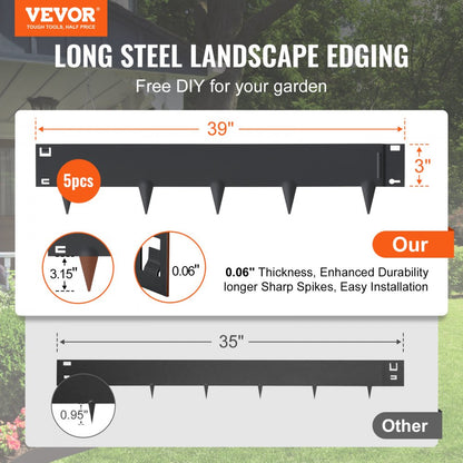 CYBLACK39*3in - VEVOR 39" Flexible Steel Garden Edging for Easy Installation