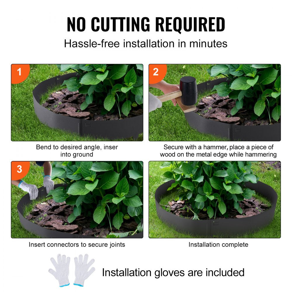CYBLACK39*3in - VEVOR 39" Flexible Steel Garden Edging for Easy Installation