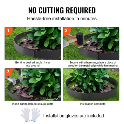 CYBLACK39*3in - VEVOR 39" Flexible Steel Garden Edging for Easy Installation