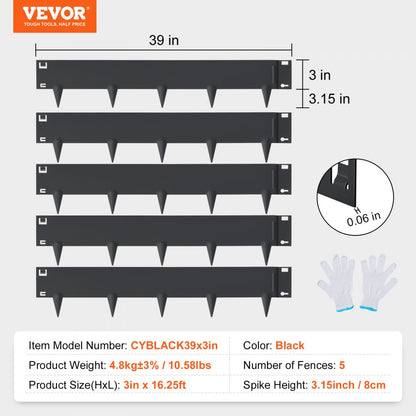 CYBLACK39*3in - VEVOR 39" Flexible Steel Garden Edging for Easy Installation