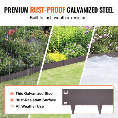 CYBROWN39*4in - 39" L Steel Garden Edging, 5-Pack, Bendable & Hammer-In