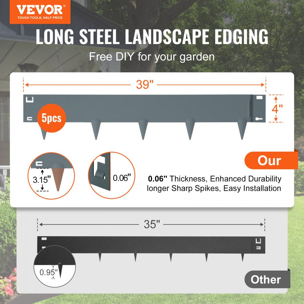 CYGREY39*4in - 39"x4" VEVOR Bendable Steel Landscape Edging for Gardens
