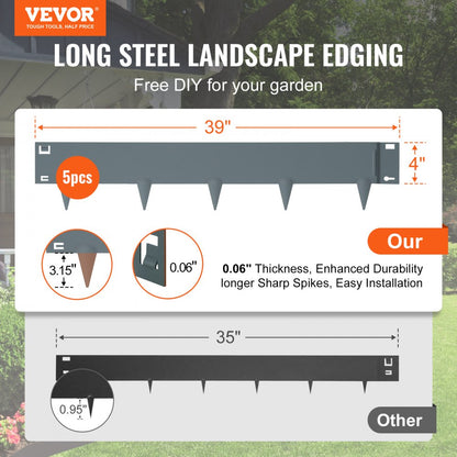 CYGREY39*4in - 39"x4" VEVOR Bendable Steel Landscape Edging for Gardens