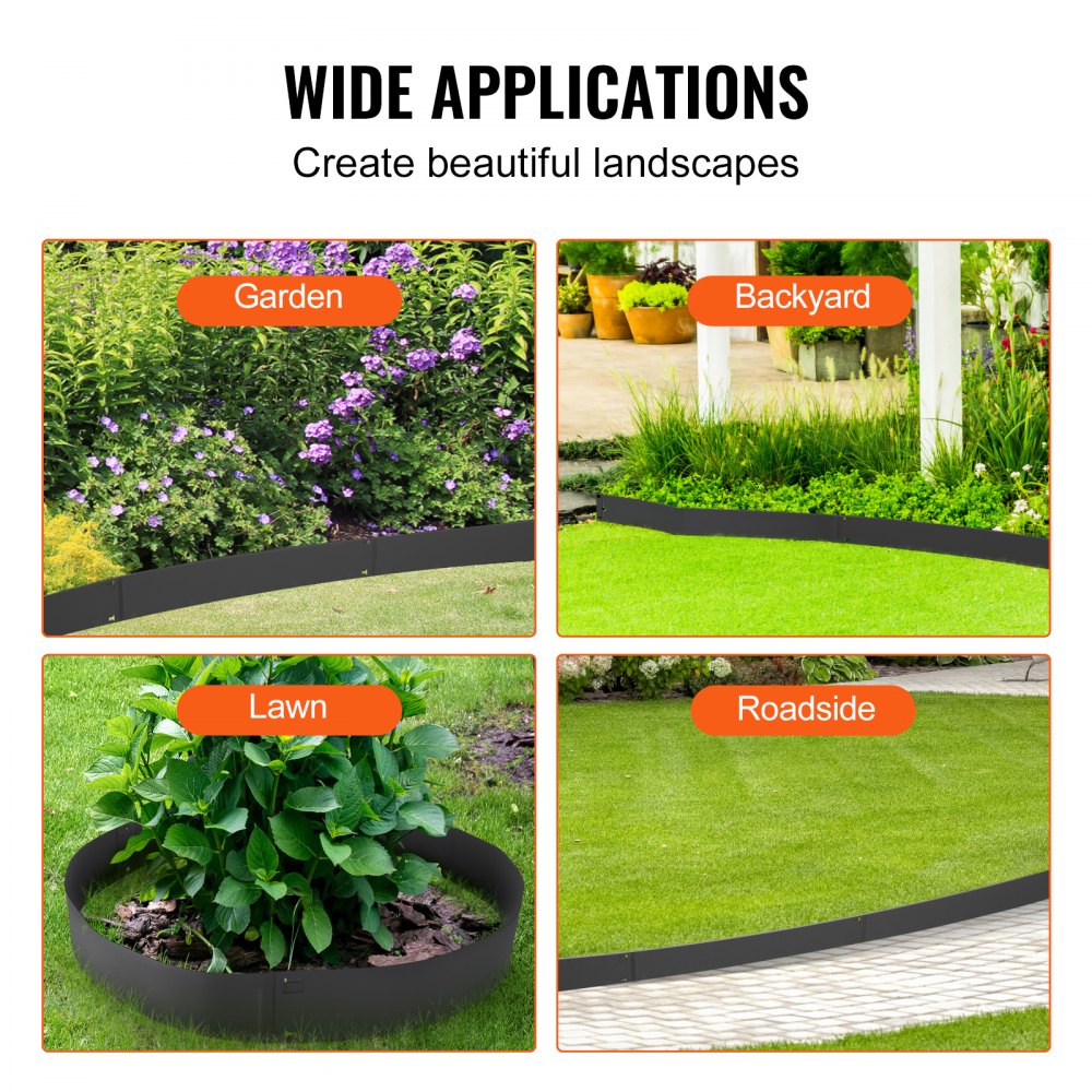 CYBLACK39*4in - 39" Steel Landscape Edging, 5-Pack Outdoor Borders