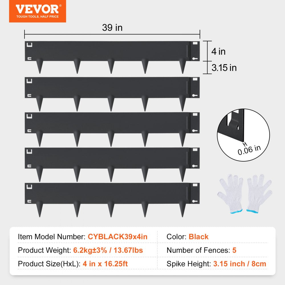 CYBLACK39*4in - 39" Steel Landscape Edging, 5-Pack Outdoor Borders