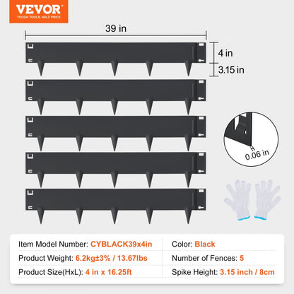 CYBLACK39*4in - 39" Steel Landscape Edging, 5-Pack Outdoor Borders