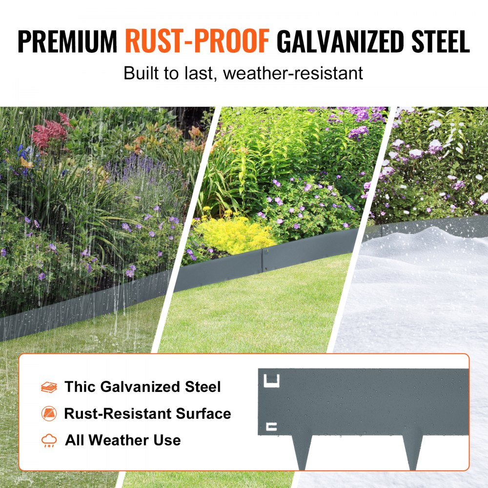 CYGREY39*5in - Durable Steel Landscape Edging for Easy Installation and Custom Shapes