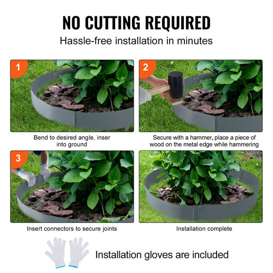 CYGREY39*5in - Durable Steel Landscape Edging for Easy Installation and Custom Shapes