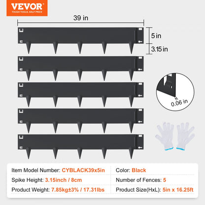 CYBLACK39*5in - Durable 39" Steel Landscape Edging for Long-Lasting Borders