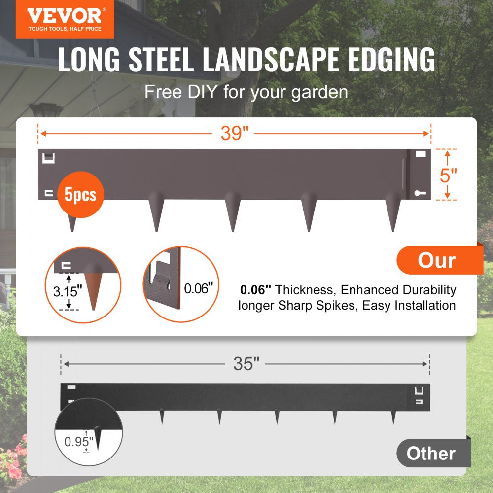 CYBROWN39*5in - Durable Steel Garden Edging Borders for Easy Installation