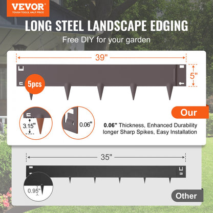 CYBROWN39*5in - Durable Steel Garden Edging Borders for Easy Installation
