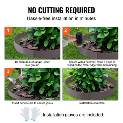 CYBROWN39*5in - Durable Steel Garden Edging Borders for Easy Installation