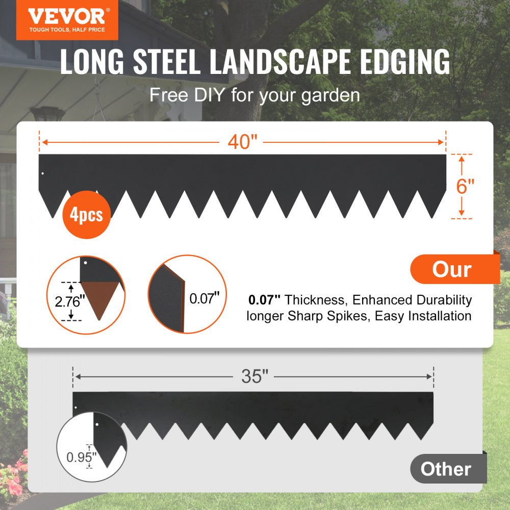 JC40*6in 4pcs - Durable Steel Garden Edging for Clean Borders
