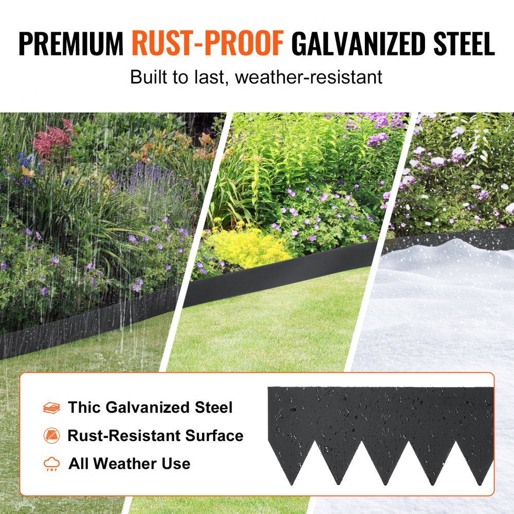 JC40*8in 3pcs - 40" Steel Landscape Edging with Flexible Design & Clips