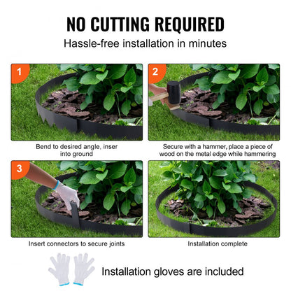 JC40*8in 3pcs - 40" Steel Landscape Edging with Flexible Design & Clips