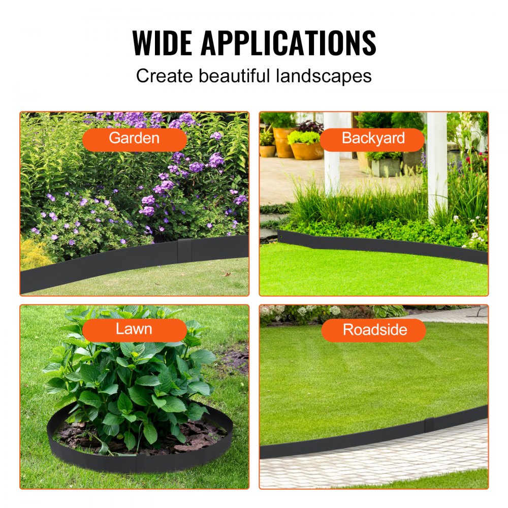 JC40*8in 3pcs - 40" Steel Landscape Edging with Flexible Design & Clips