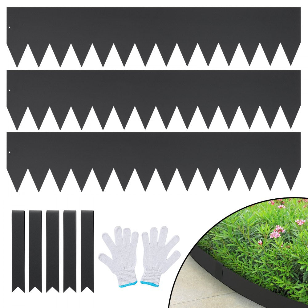 JC40*8in 3pcs - 40" Steel Landscape Edging with Flexible Design & Clips