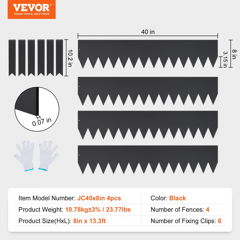 JC40*8in 4pcs - Heavy-Duty Steel Garden Edging for Clean Borders