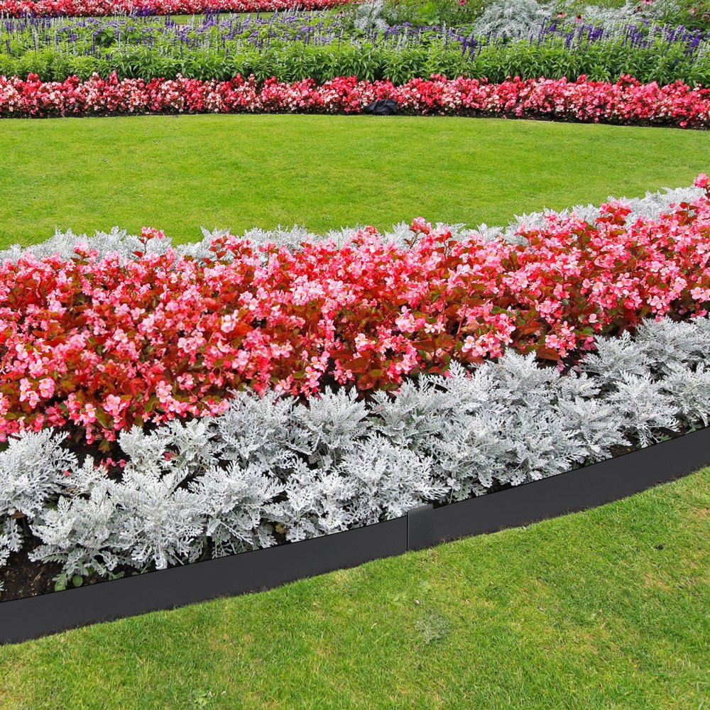 JC40*8in 6pcs - Galvanized Steel Landscape Edging, 0.07" Thick, Flexible Design