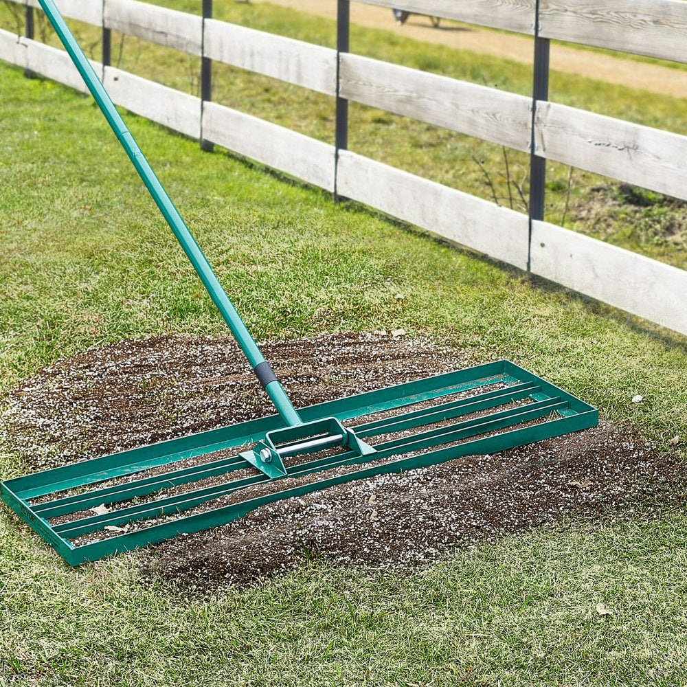 LJY9002 - 36"x10" Heavy-Duty Lawn Leveling Rake with 78" Steel Handle