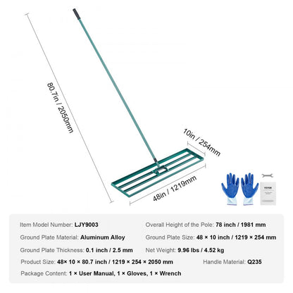 LJY9003 - 48"x10" VEVOR Heavy-Duty Lawn Leveler with Extended Handle
