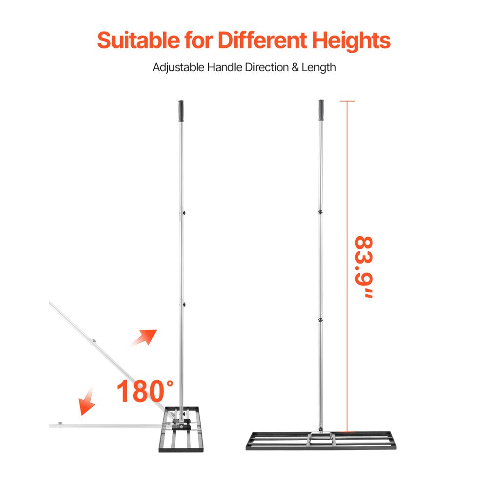 LJY9010 - 83.9in Heavy-Duty Lawn Leveling Rake with Rotating Handle