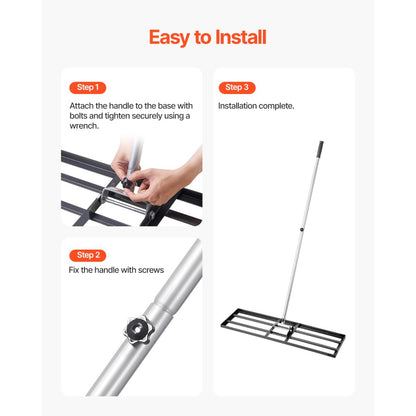 LJY9010 - 83.9in Heavy-Duty Lawn Leveling Rake with Rotating Handle