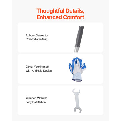 LJY9010 - 83.9in Heavy-Duty Lawn Leveling Rake with Rotating Handle