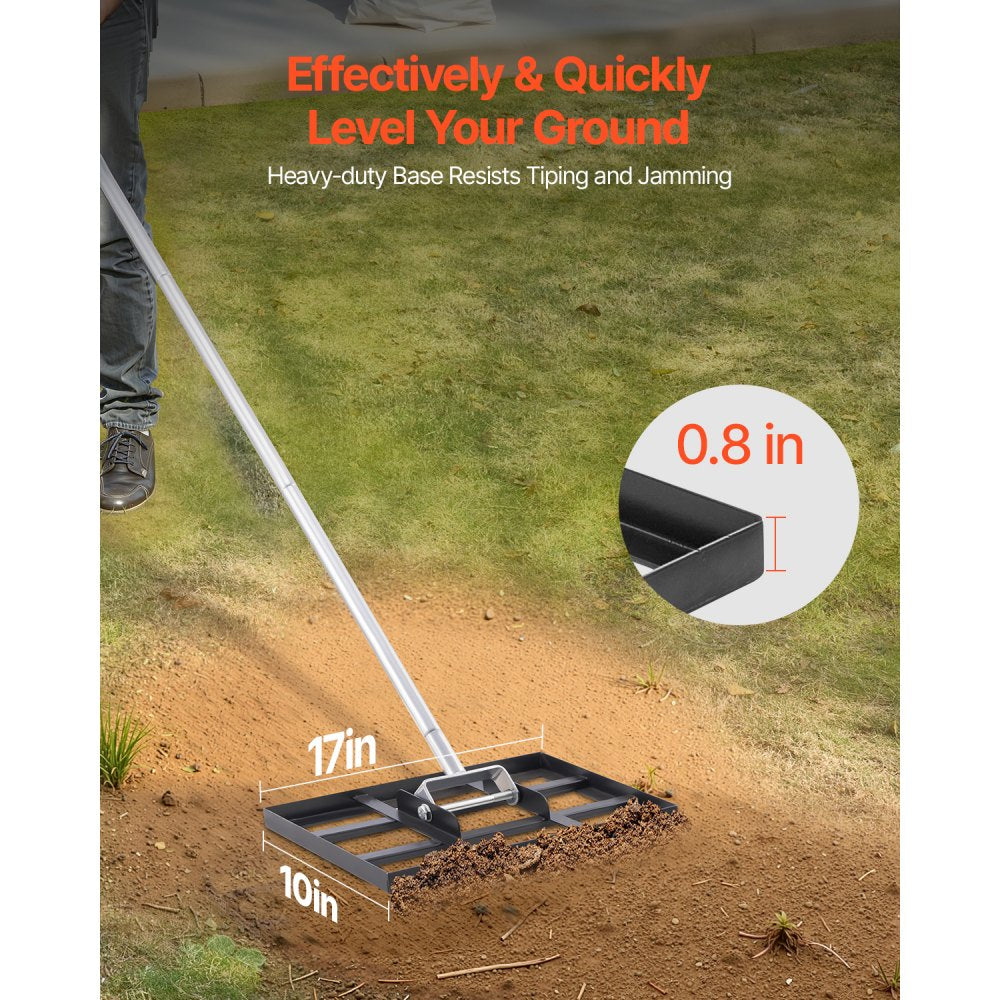 LJY9008 - Heavy-Duty 78in Lawn Leveling Rake with Rotating Handle