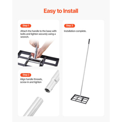 LJY9008 - Heavy-Duty 78in Lawn Leveling Rake with Rotating Handle