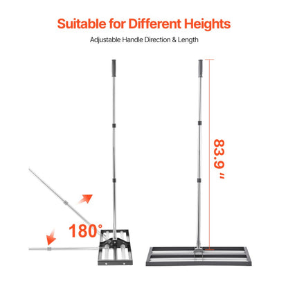 LJY9005 - 30x10in Heavy Duty Lawn Leveling Rake with 83.9in Adjustable Handle