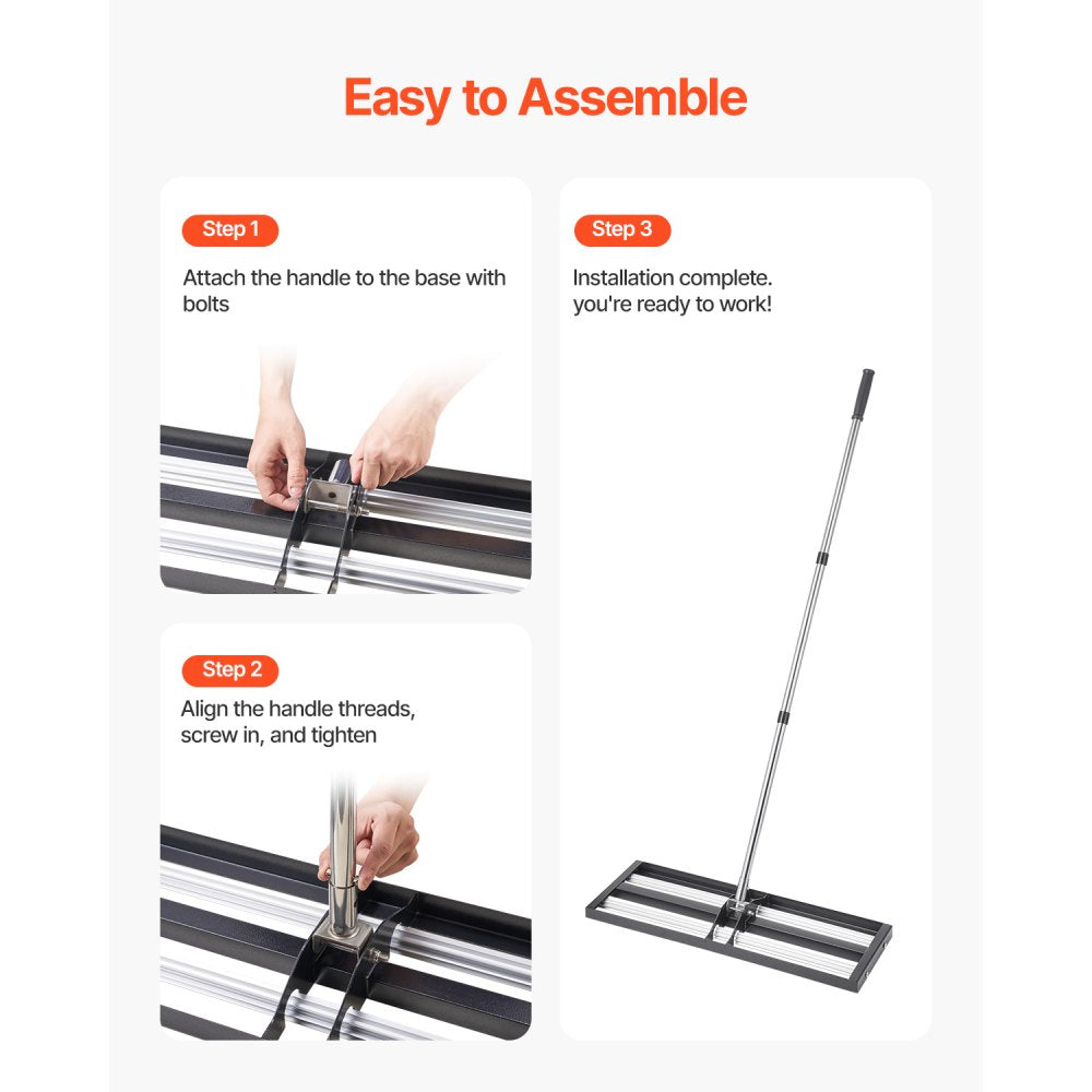 LJY9005 - 30x10in Heavy Duty Lawn Leveling Rake with 83.9in Adjustable Handle