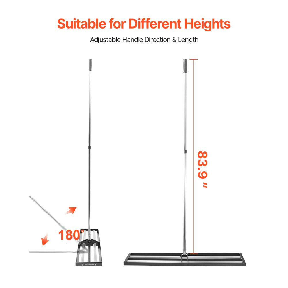 LJY9007 - 10x48" Stainless Steel Lawn Leveling Rake with Adjustable Handle
