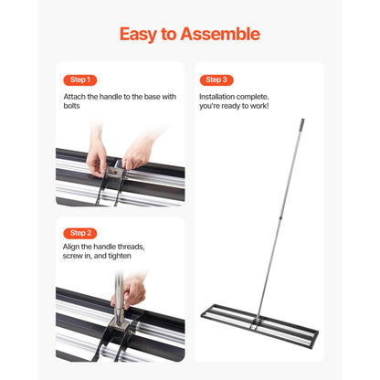 LJY9007 - 10x48" Stainless Steel Lawn Leveling Rake with Adjustable Handle