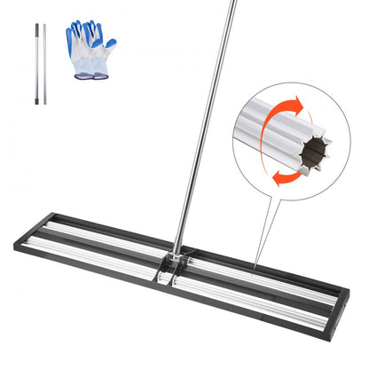 LJY9007 - 10x48" Stainless Steel Lawn Leveling Rake with Adjustable Handle