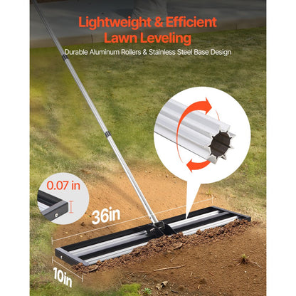 LJY9006 - Heavy Duty Lawn Leveling Rake with 180° Rotating Handle