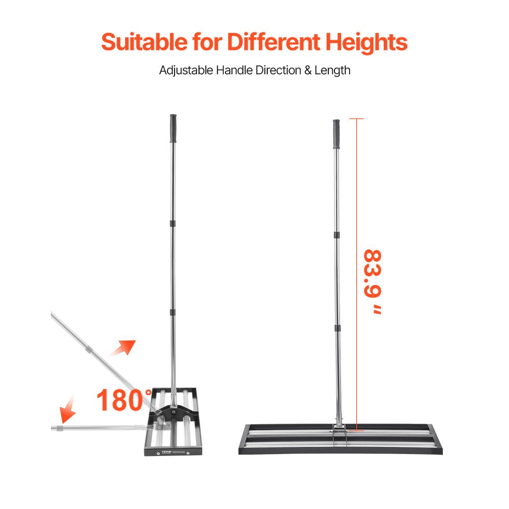LJY9006 - Heavy Duty Lawn Leveling Rake with 180° Rotating Handle