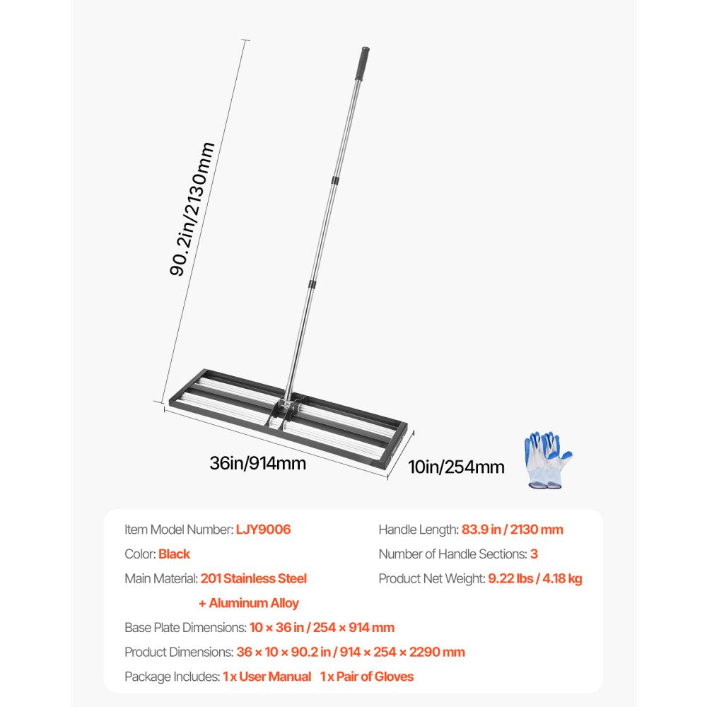 LJY9006 - Heavy Duty Lawn Leveling Rake with 180° Rotating Handle