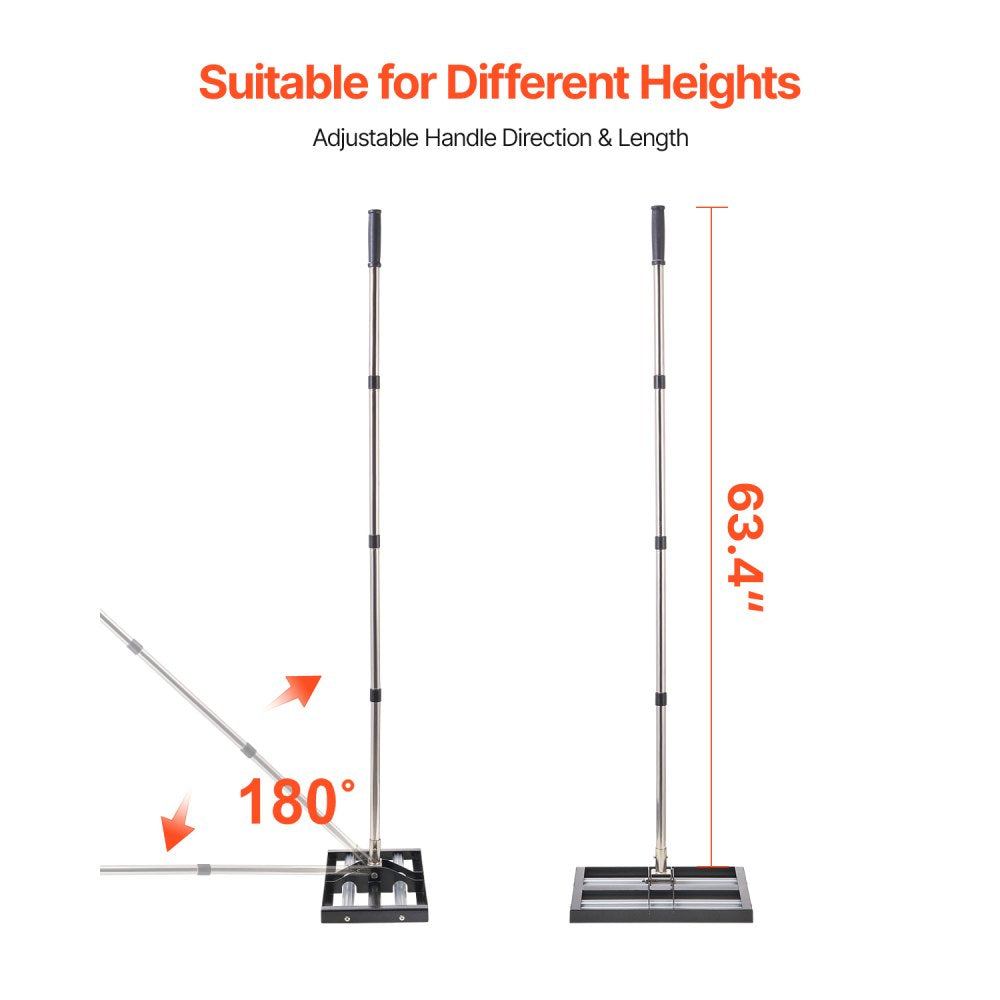 LJY9004 - 10x17" Stainless Steel Lawn Leveling Rake with Adjustable Handle