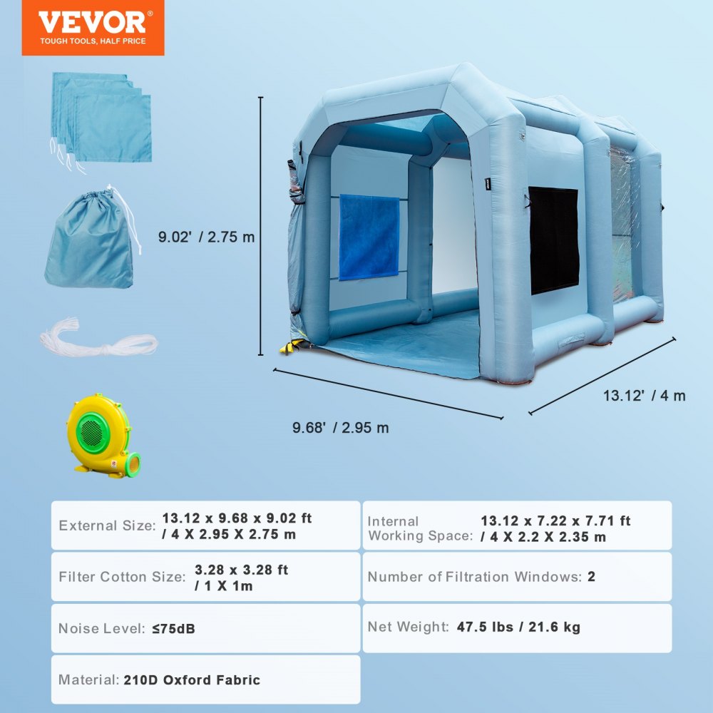 YJSSX04 - 13x10x9ft Inflatable Spray Booth for Professional Painting