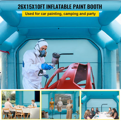 CQZP-4984 - Durable 26x15x10ft Inflatable Paint Booth with Filtration System