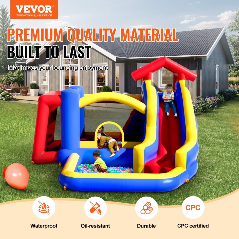 PL2469 - Inflatable Bounce House 131.1x133.1x90.6" for Indoor & Outdoor Fun