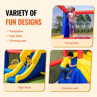 PL2471 - Fun Inflatable Bounce House 133.9"x102.4"x90.6" with Slide & Trampoline