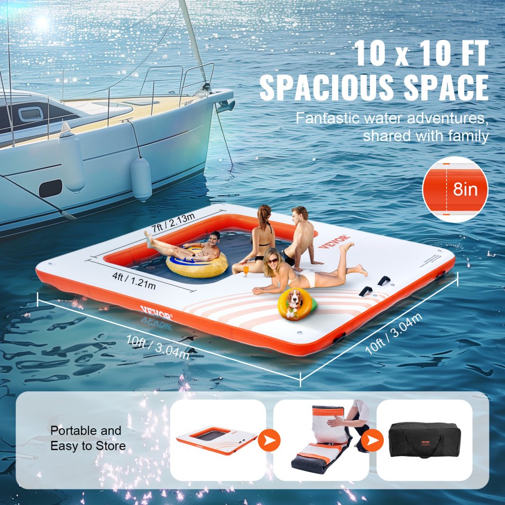 RDM305 - 10x10FT Durable Inflatable Dock with Non-Slip Surface and Ladder