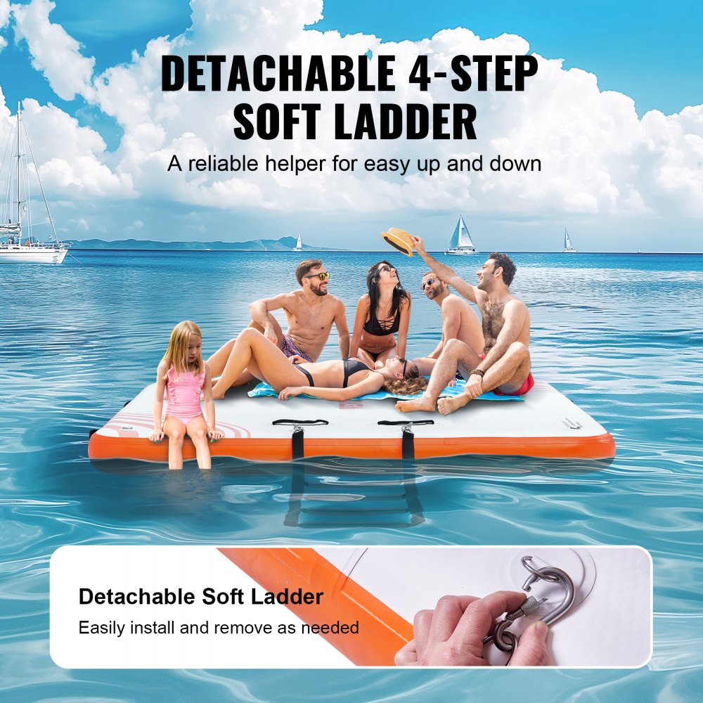 RD305-244 - Durable 10x8FT Non-Slip Inflatable Floating Dock with Ladder