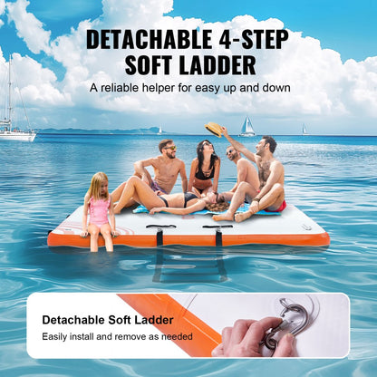 RD305-244 - Durable 10x8FT Non-Slip Inflatable Floating Dock with Ladder