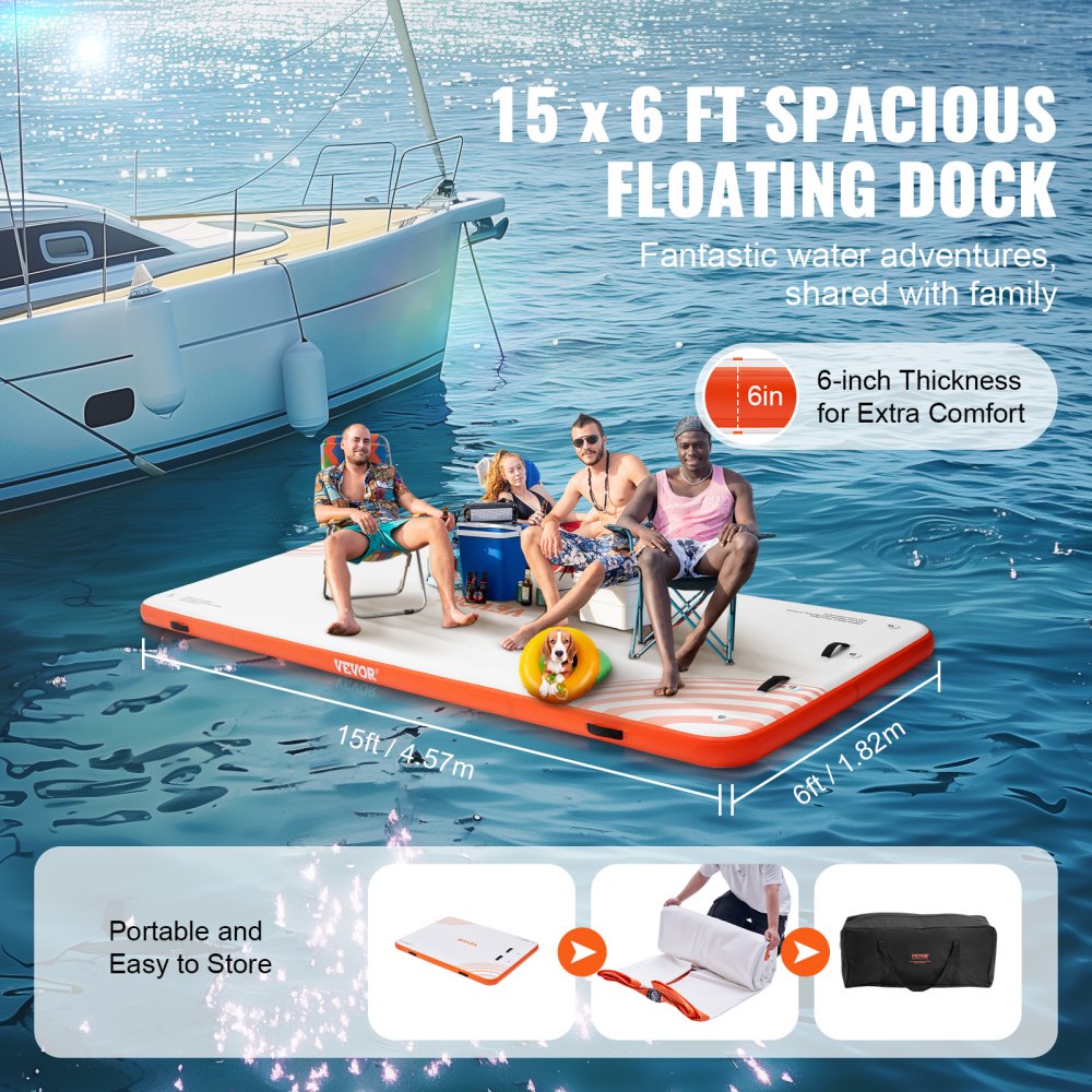 RD457-183 - 15x6FT Inflatable Dock for Fun & Safety on Water