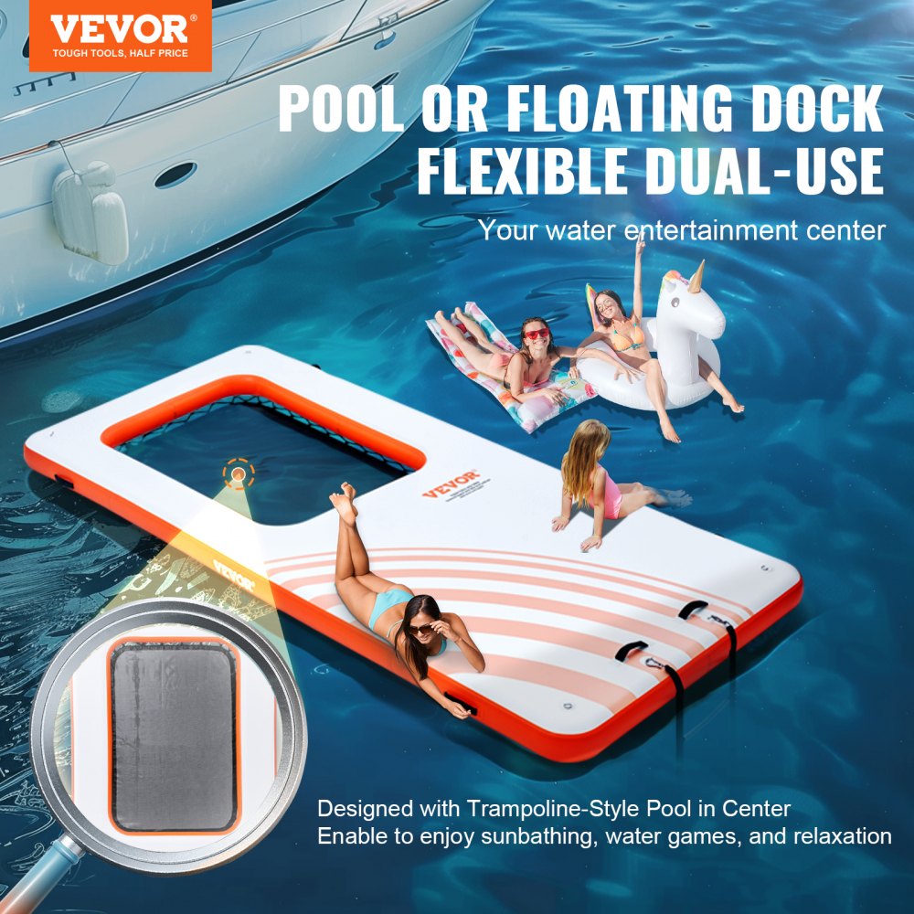 RDM457-198 - 15x6.5FT Inflatable Dock with 4x6FT Trampoline & Carry Bag